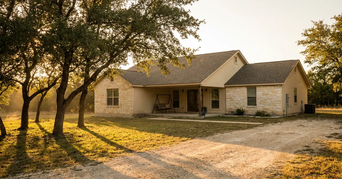Warm late-afternoon light on a single-storey San Antonio, TX family home